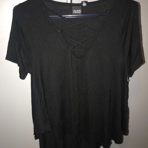 Black High/Low Cross Shirt
